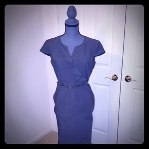 Tahari Arthur S Levine Gray Cap Sleeve Dress
